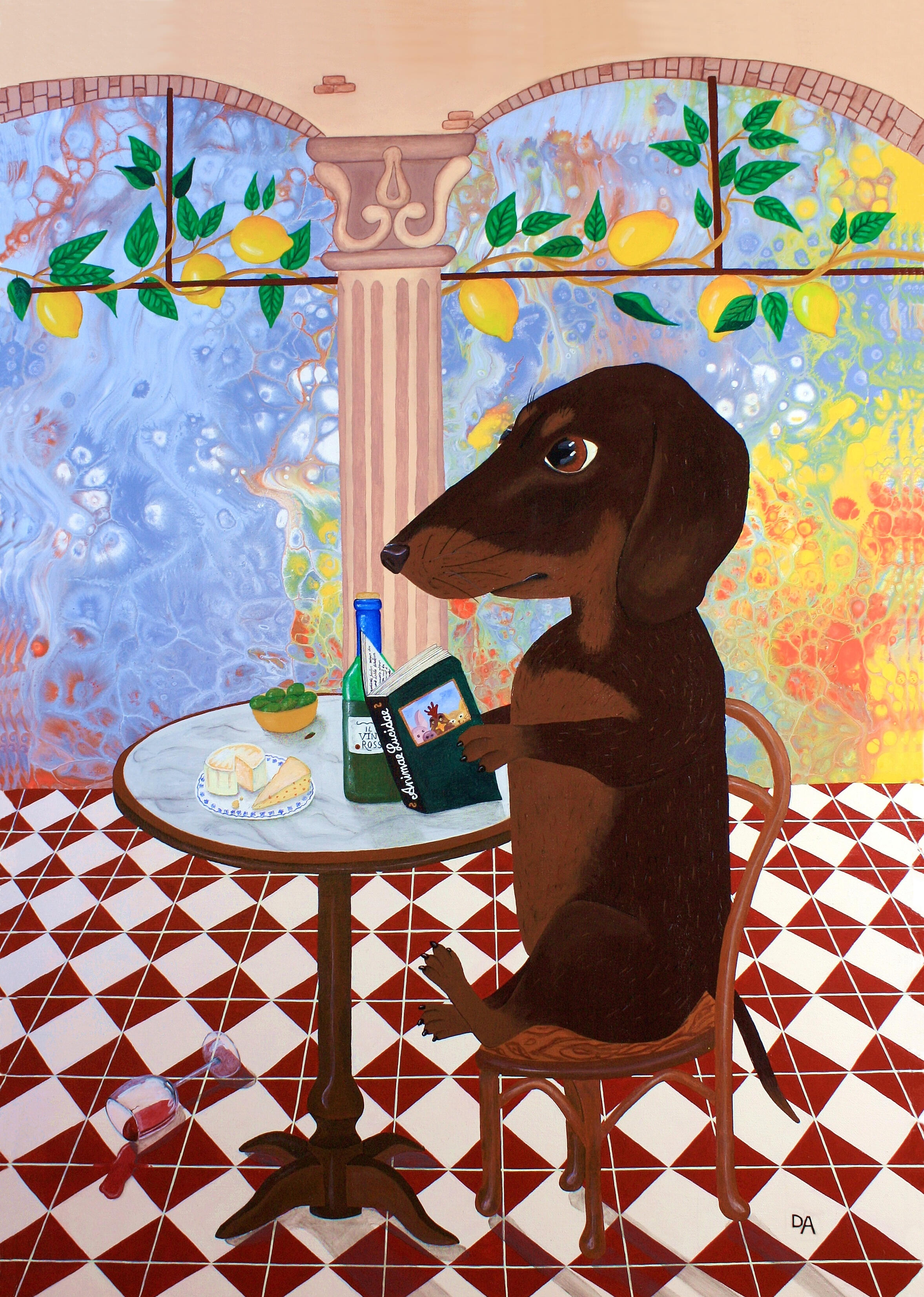 Italo Dogo the Hedonist from Diana Amend Original. Animal Acrylic Pouring Painting 70x100cm (Pop Surrealism, Contemporary Animal Italo Dogo the Hedonist from Diana Amend Original. Animal Acrylic Pouring Painting 70x100cm (Pop Surrealism, Contemporary Animal Art)